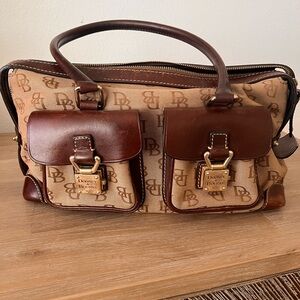 Dooney & Bourke Brown Shoulder Bag with Leather Trim
